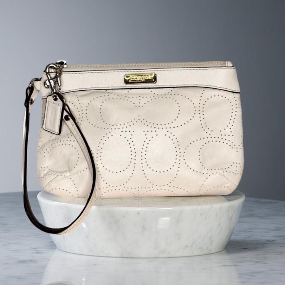Coach F47330 Perforated Medium Leather Wristlet